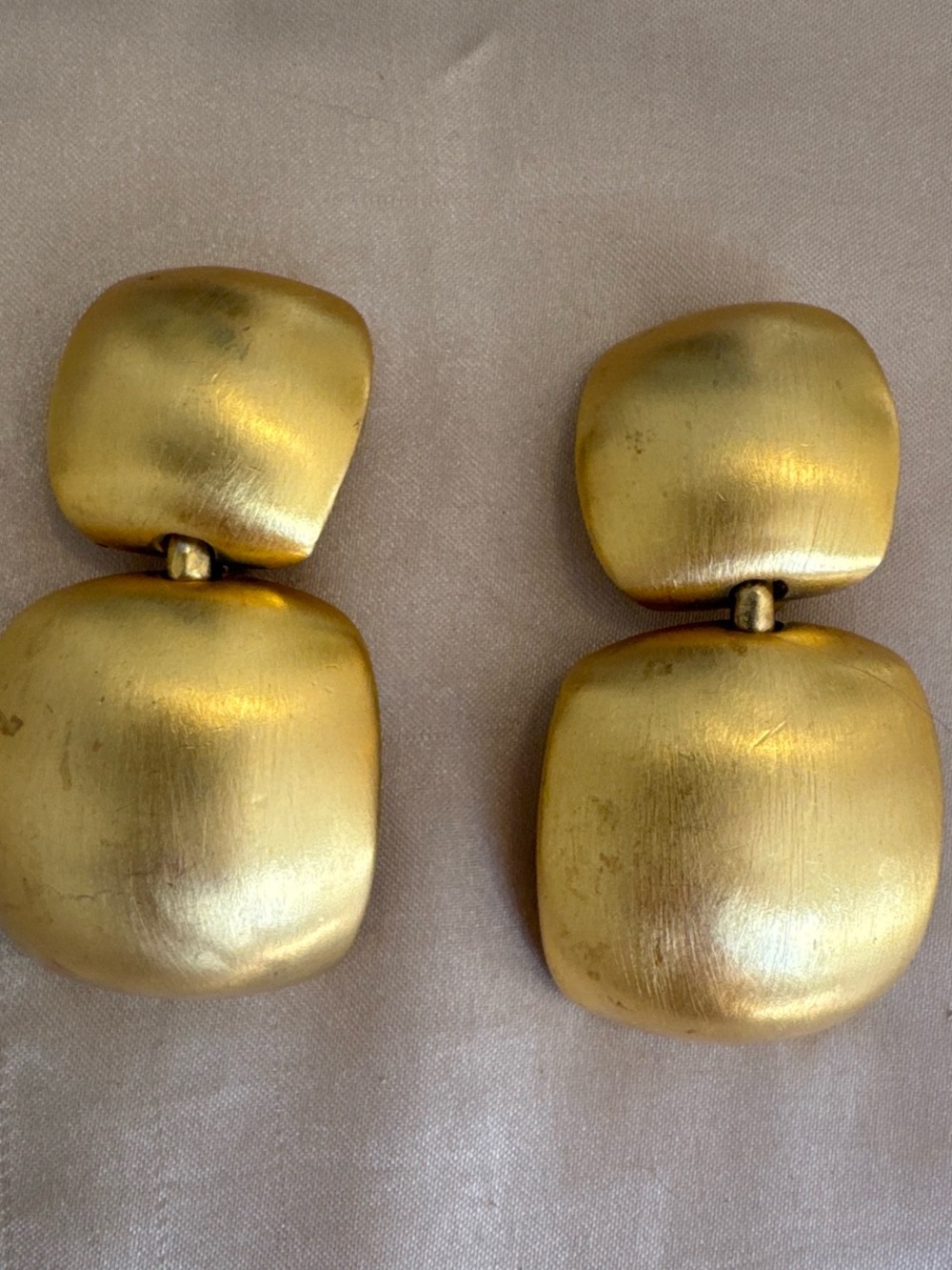 Rare Vintage gold tone clip-on drop earrings by Clara Studio